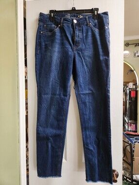 Seven7 Women's Dark Blue Straight-Leg Jeans